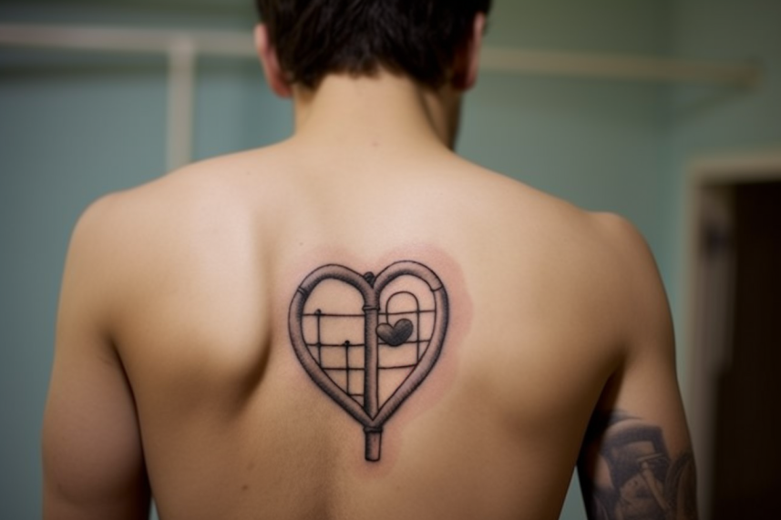 Tatuaż serce na plecach obecnego więźnia symbolizuje ogromną miłość do jego rodziny