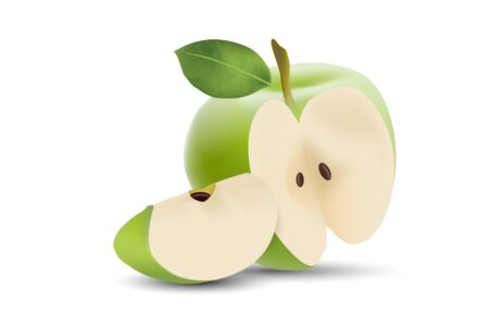 Na zdjęciu przedstawione jest soczyste, zielone jabłko, które idealnie nadaje się do zrobienia domowej szarlotki. Owoce są równe i gładkie, a białe tło podkreśla ich naturalne piękno, zachęcając do wykorzystania ich w kuchni.